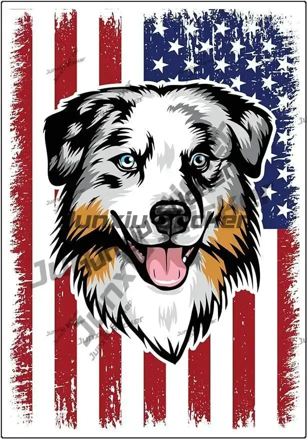 Laptop Accessories Logo - Amerikaanse vlag Australische herder vinyl sticker